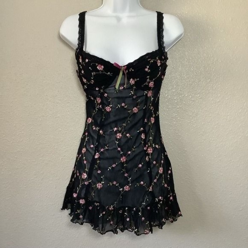 Vintage Y2K Slip Dress M Floral Dainty Feminine Coquette Dollette Romantic Fairy